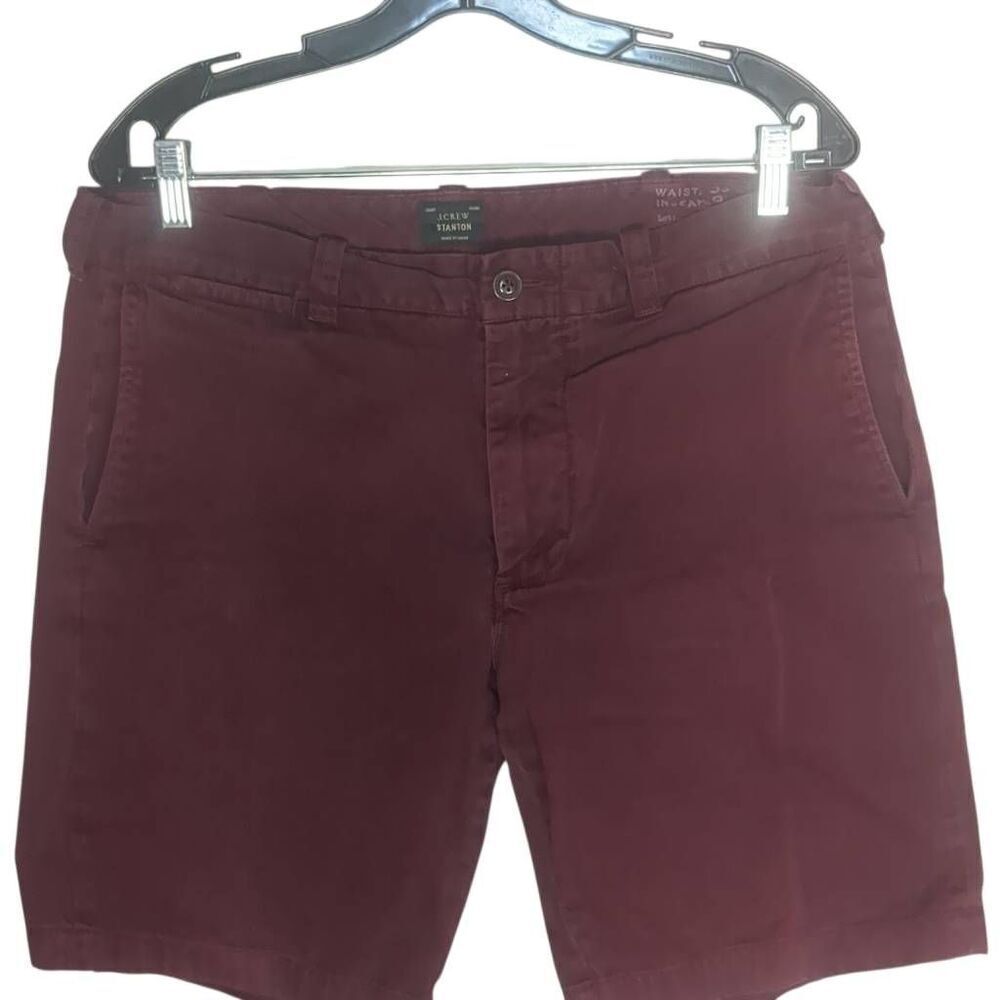 J. Crew Stanton Chino Shorts Burgundy Garment Dyed Cotton Twill 33 Waist 9 Insea